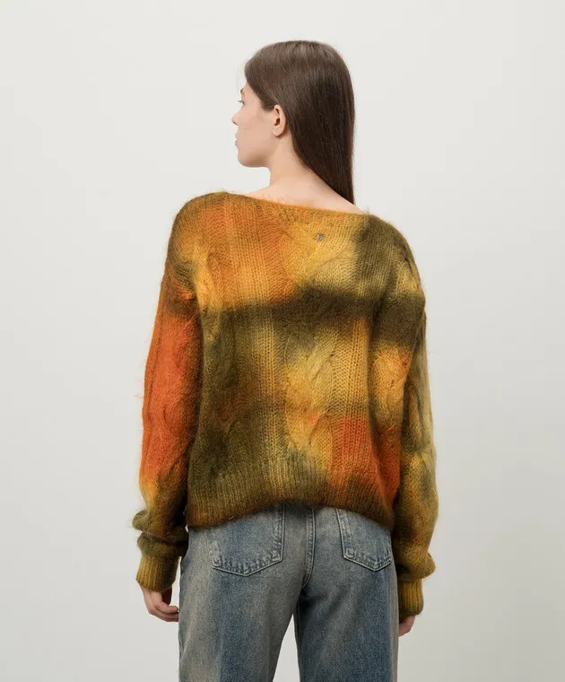 DONDUP TIEDYE WOOL SWEATER WITH METALLIC LOGO