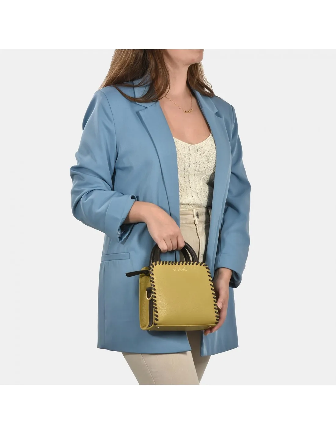 EL CABALLO Bolso mini de mano para mujer colección piel Napa costuras