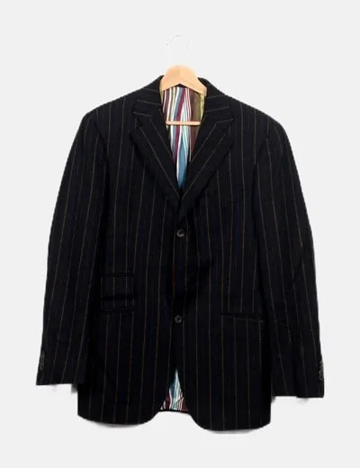 Etro Traje americana y pantalón negro detalle rayas