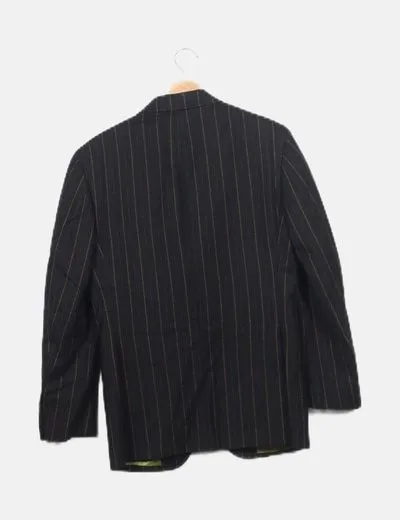 Etro Traje americana y pantalón negro detalle rayas