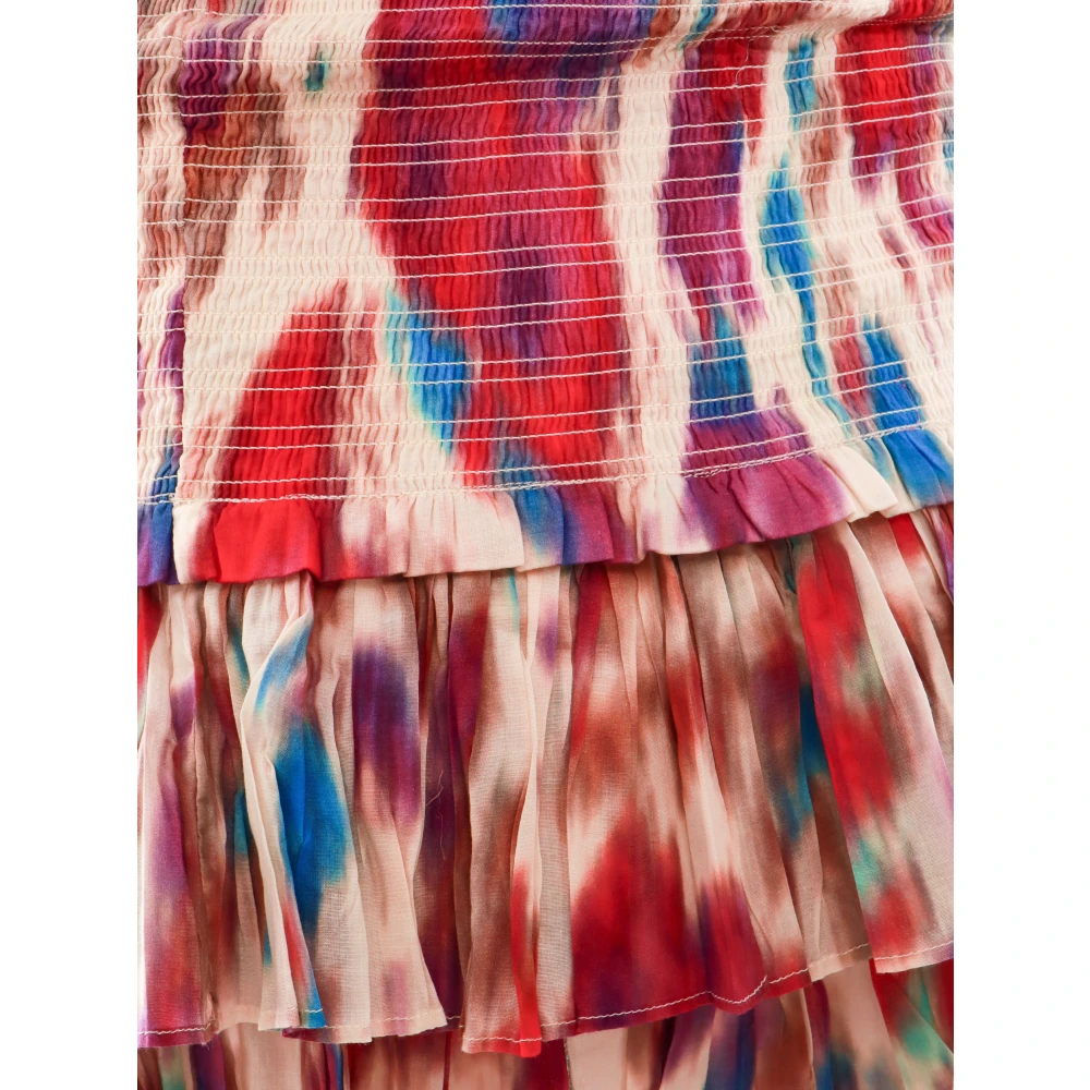 Falda de algodón estampado multicolor con volante
