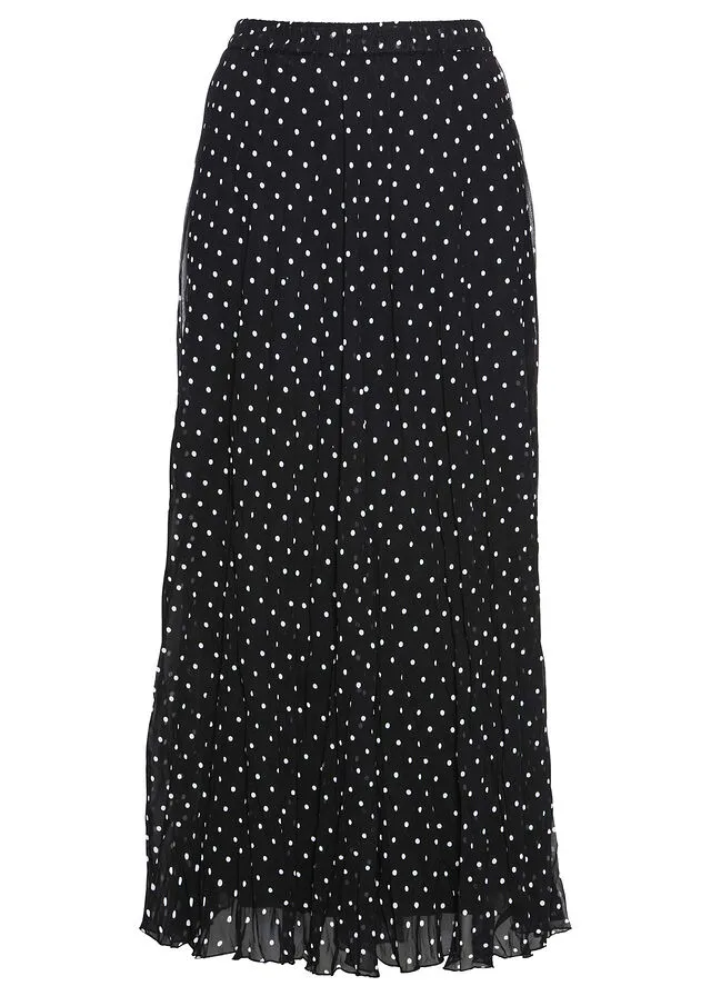 Falda de gasa Negra con lunares blancos