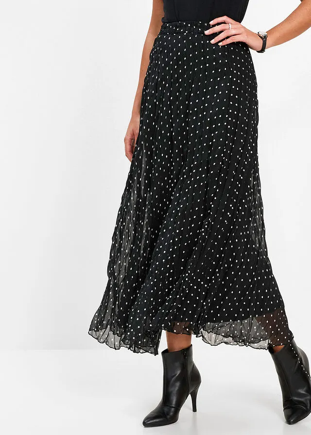 Falda de gasa Negra con lunares blancos