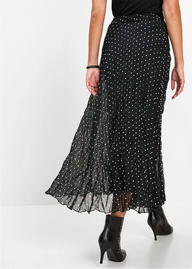 Falda de gasa Negra con lunares blancos