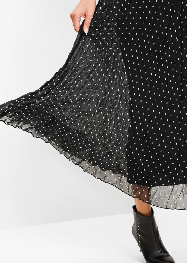 Falda de gasa Negra con lunares blancos