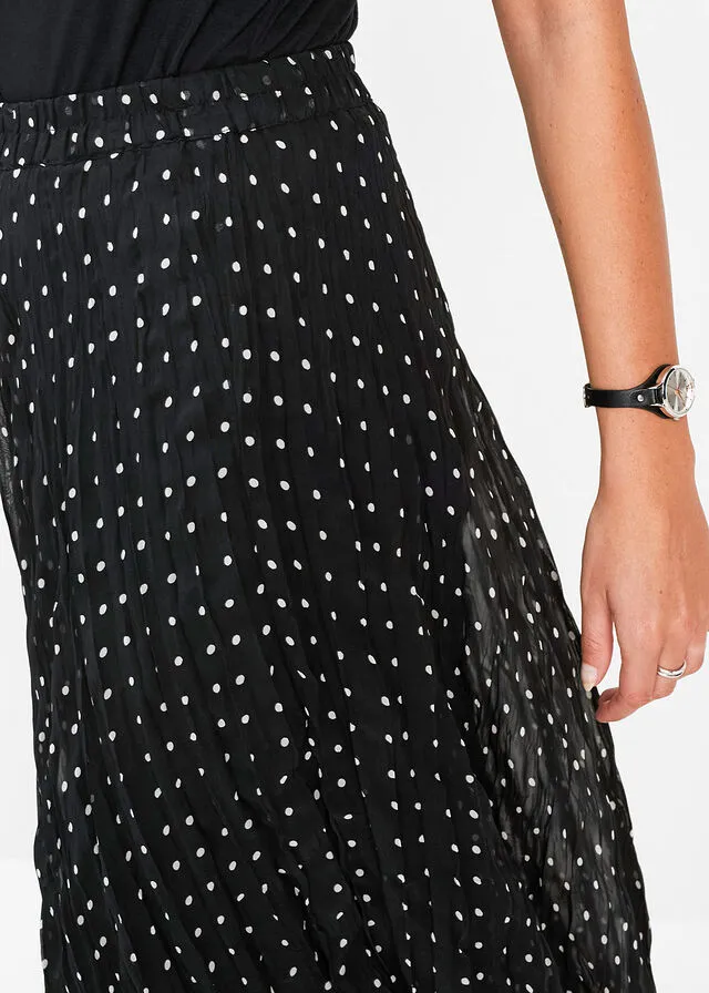 Falda de gasa Negra con lunares blancos