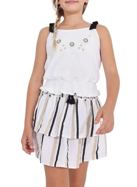 Falda Mayoral Rayas Blanco para Niña