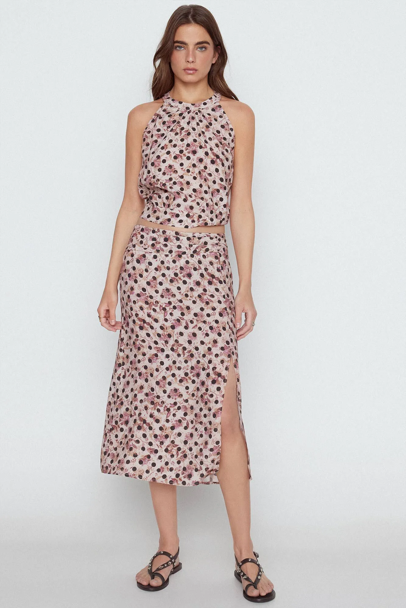 Falda midi lunares
