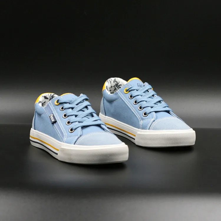 Ficcus Zapatillas Lona C/Cordón Celeste Amarillo Nio Casual