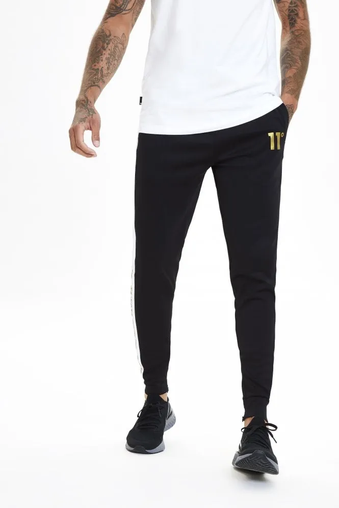 GOLD TAPED POLY JOGGERS BLACK