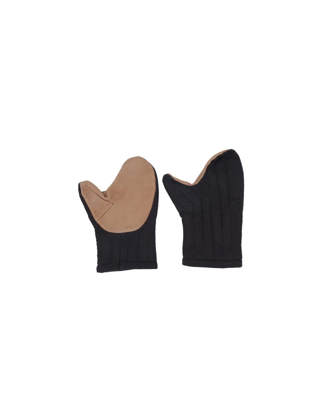 Guantes negros de manopla acolchados en algodón