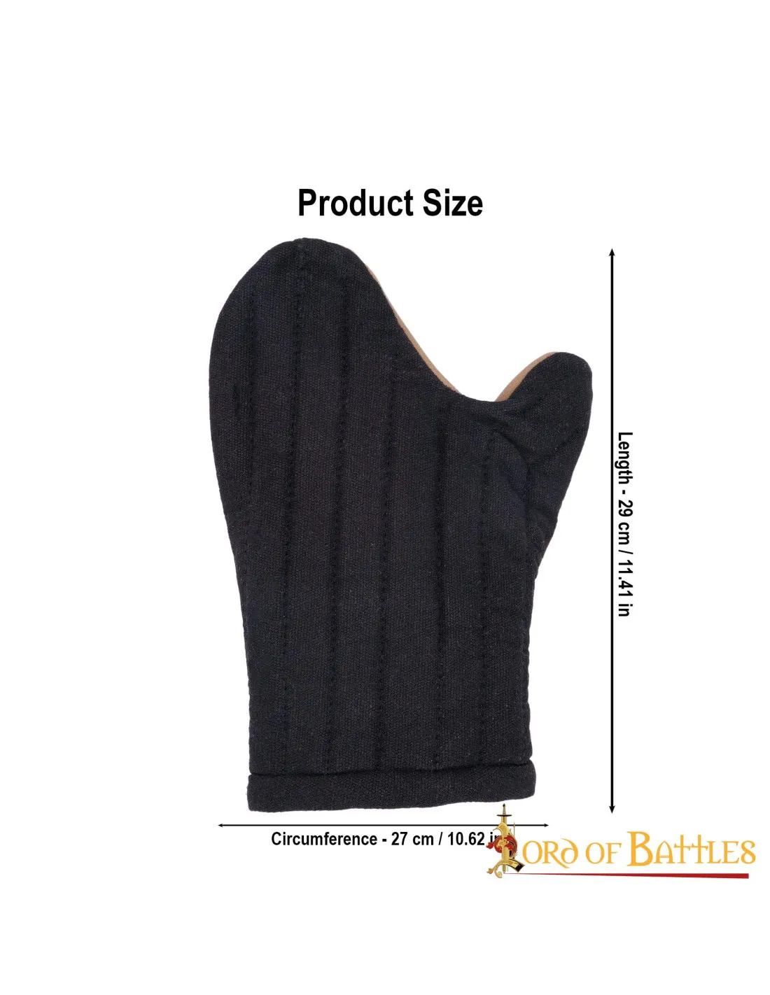 Guantes negros de manopla acolchados en algodón