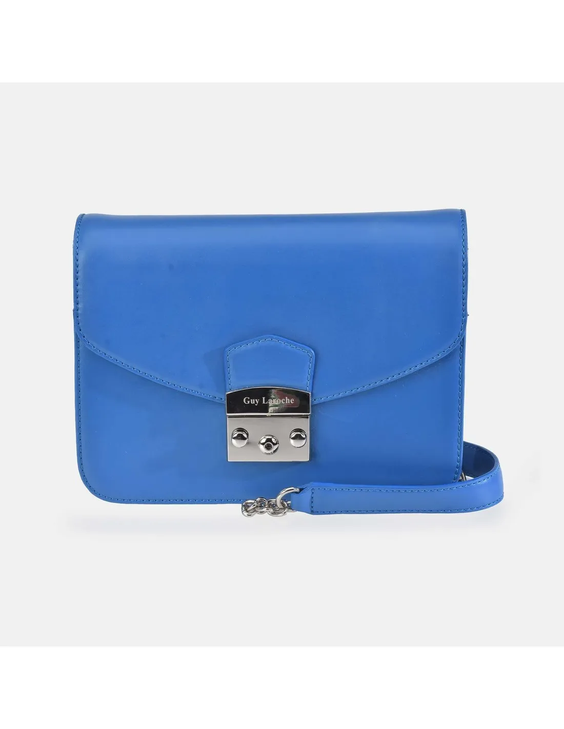 GUY LAROCHE Bolso bandolera metálica en piel con solapa para mujer