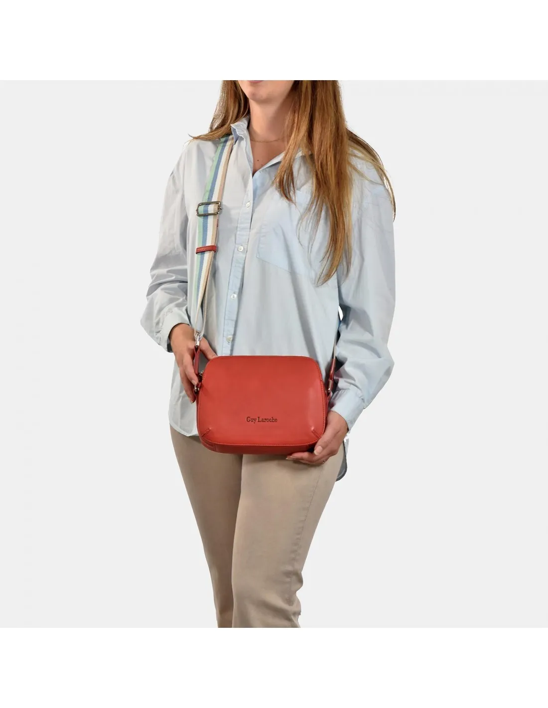 GUY LAROCHE Bolso de bandolera con doble cremallera para mujer en Piel