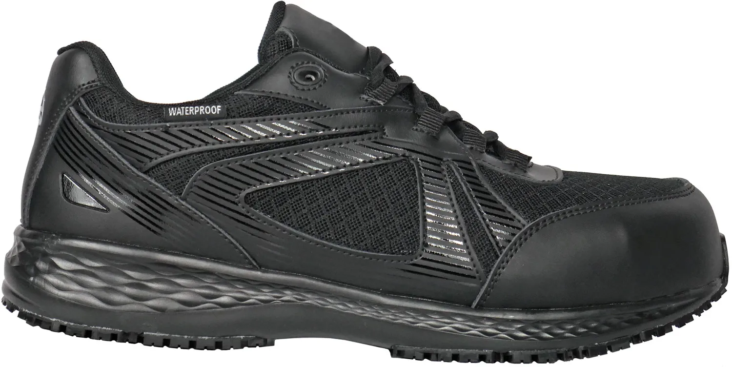 HOSS BOOTS Hoss Reno II, Men's, Black, Comp Toe, EH, WP, Slip Resistant, Low Athletic, Work Shoe