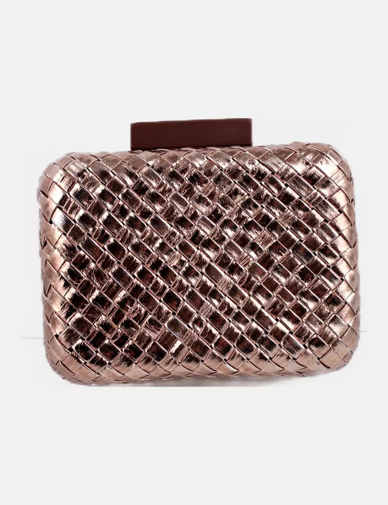 Hoss Intropia Clutch plateado trenzado