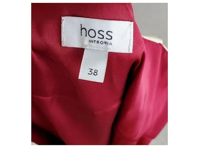Hoss Intropia Vestido de seda rojo oscuro y dorado Burdeos 