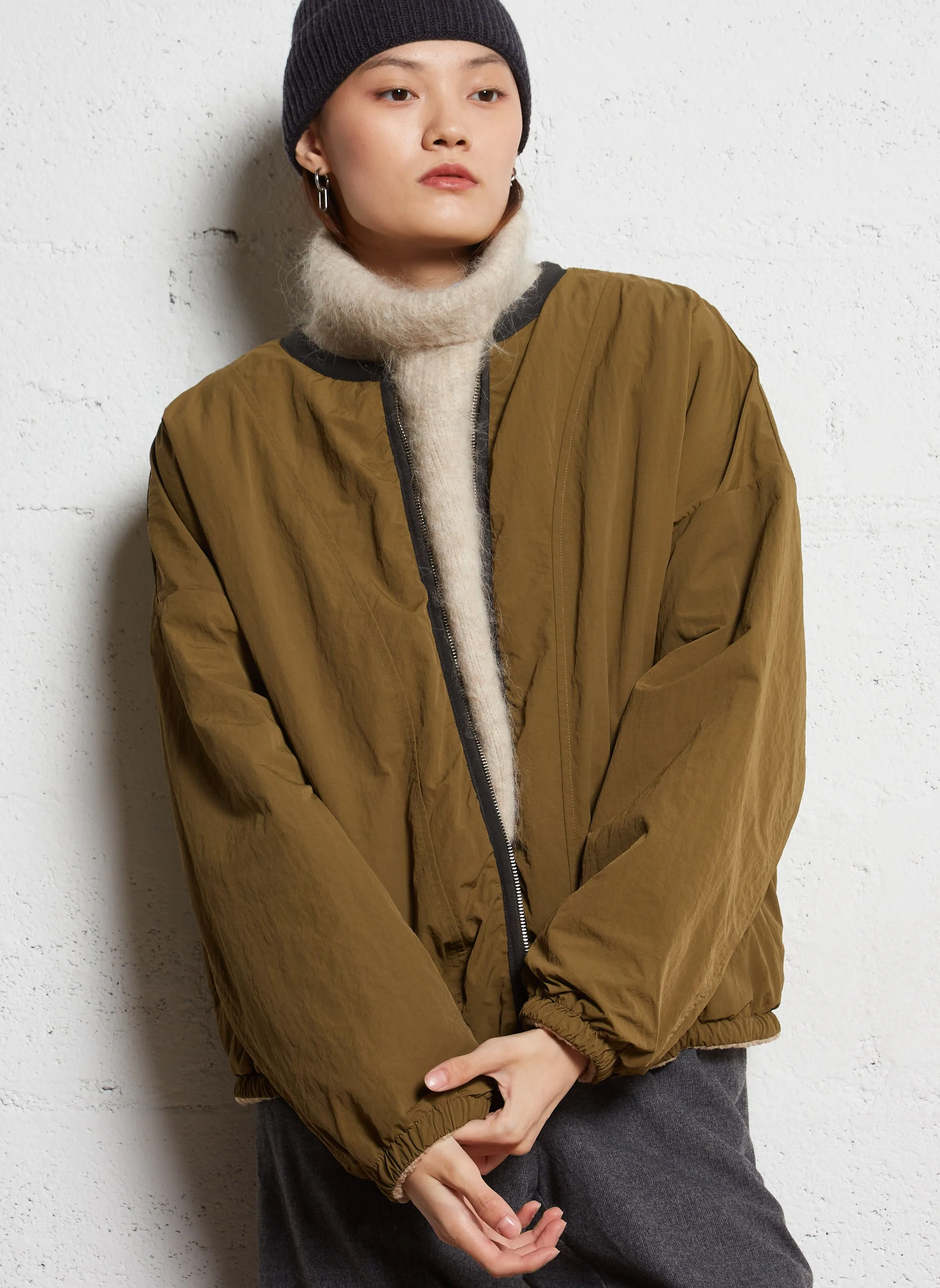 JANICE  CHAQUETA OVERSIZE REVERSIBLE EN MARRON
