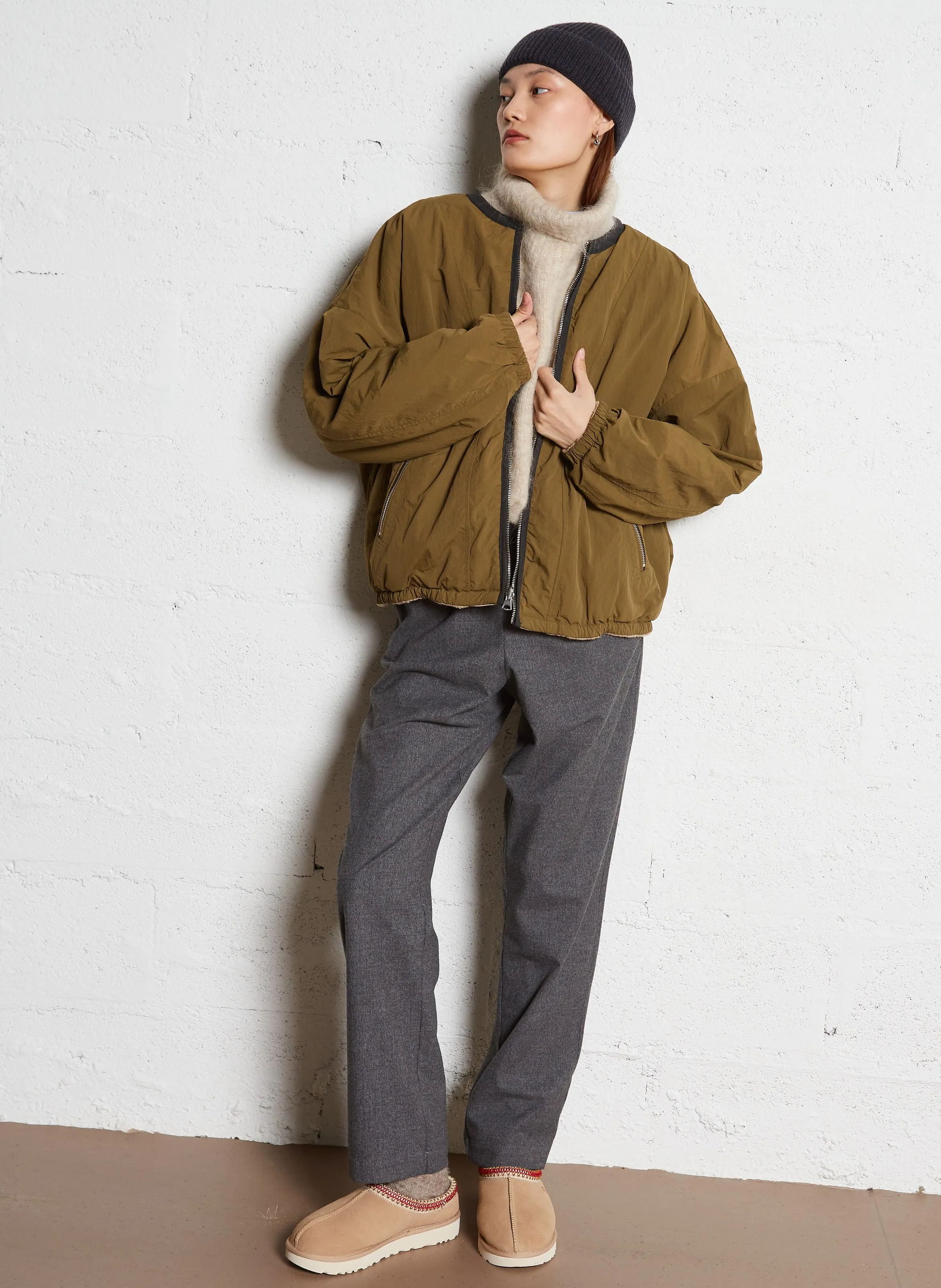 JANICE  CHAQUETA OVERSIZE REVERSIBLE EN MARRON