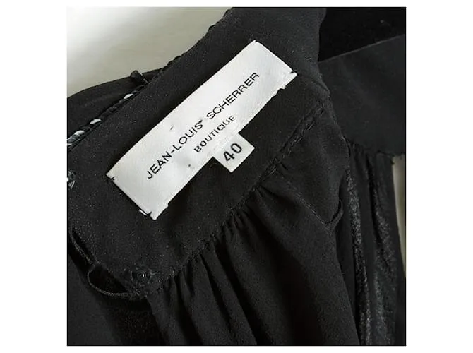 Jean Louis Scherrer Vestido largo de crepé de seda negro FR40 
