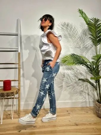 Jeans Baggy Estrellas SPAZIEL Azul