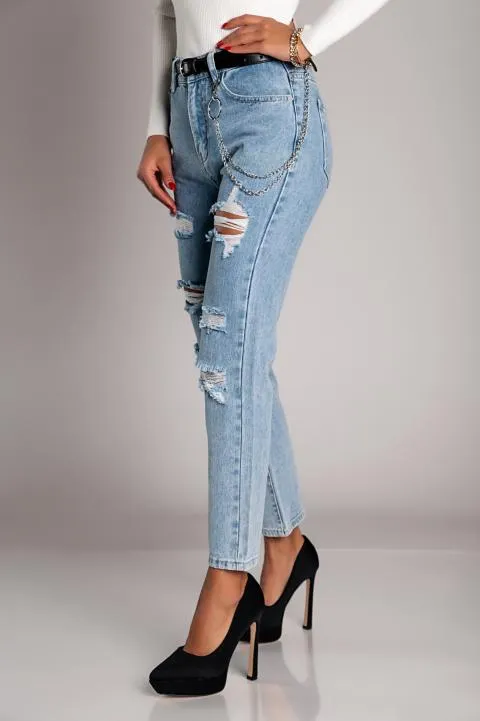 Jeans rectos con rotos Vallia, azul claro
