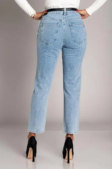 Jeans rectos con rotos Vallia, azul claro