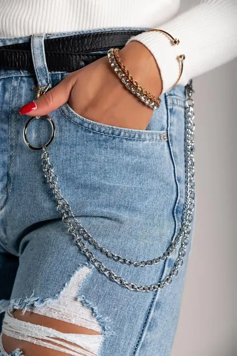 Jeans rectos con rotos Vallia, azul claro