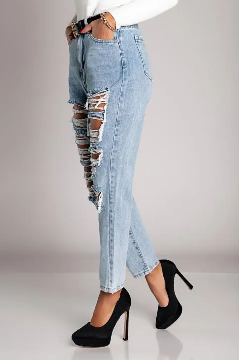 Jeans rectos con rotos Volenta, azul claro