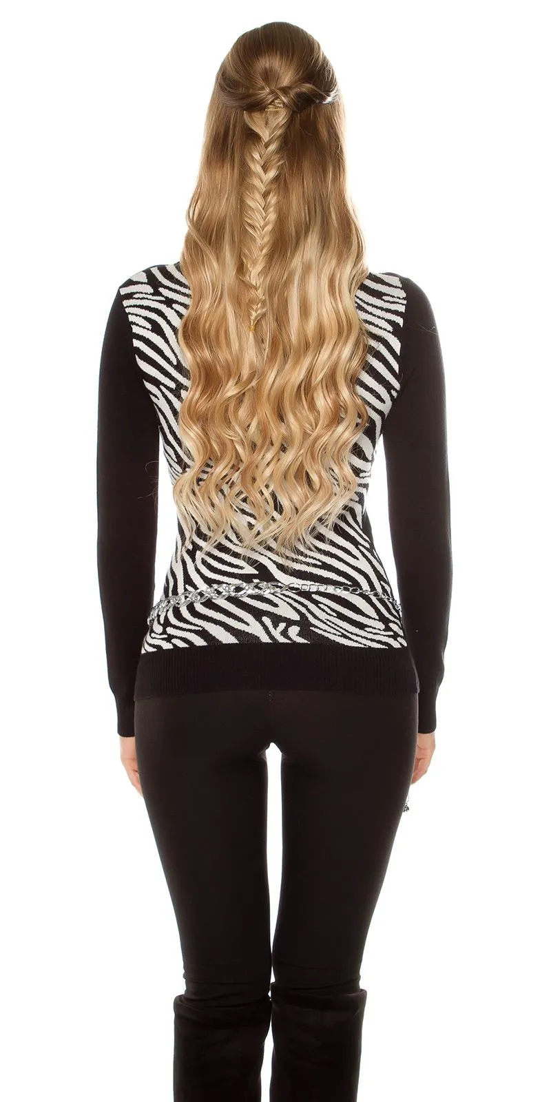 Jersey de punto fino cuello V negro