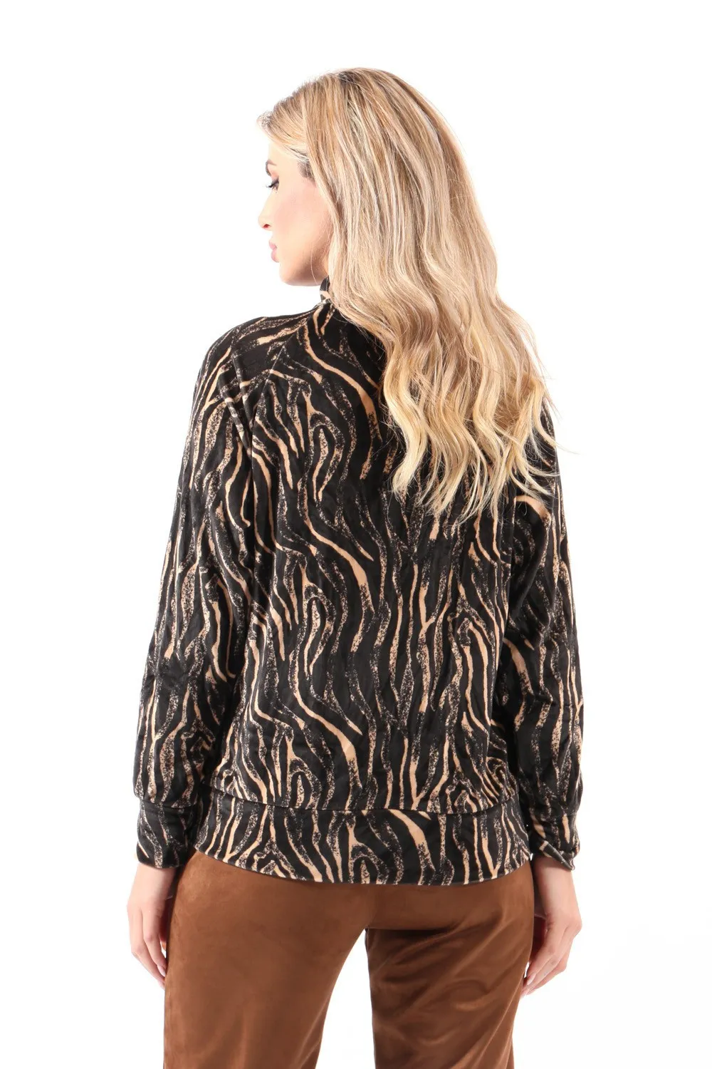 Jersey negro con estampado de cebra