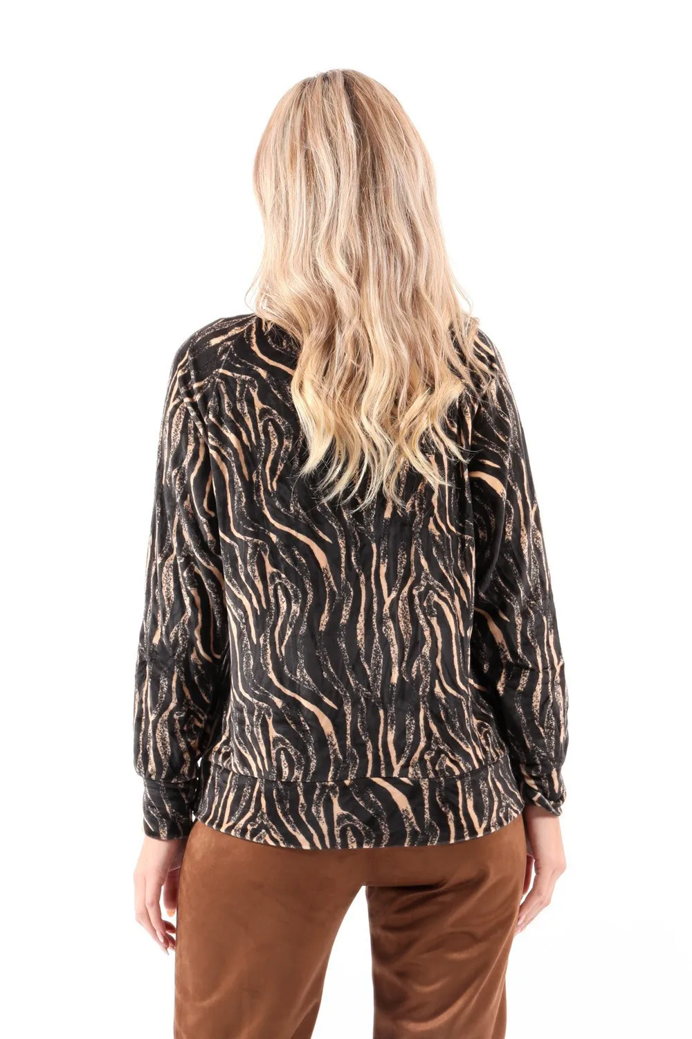 Jersey negro con estampado de cebra