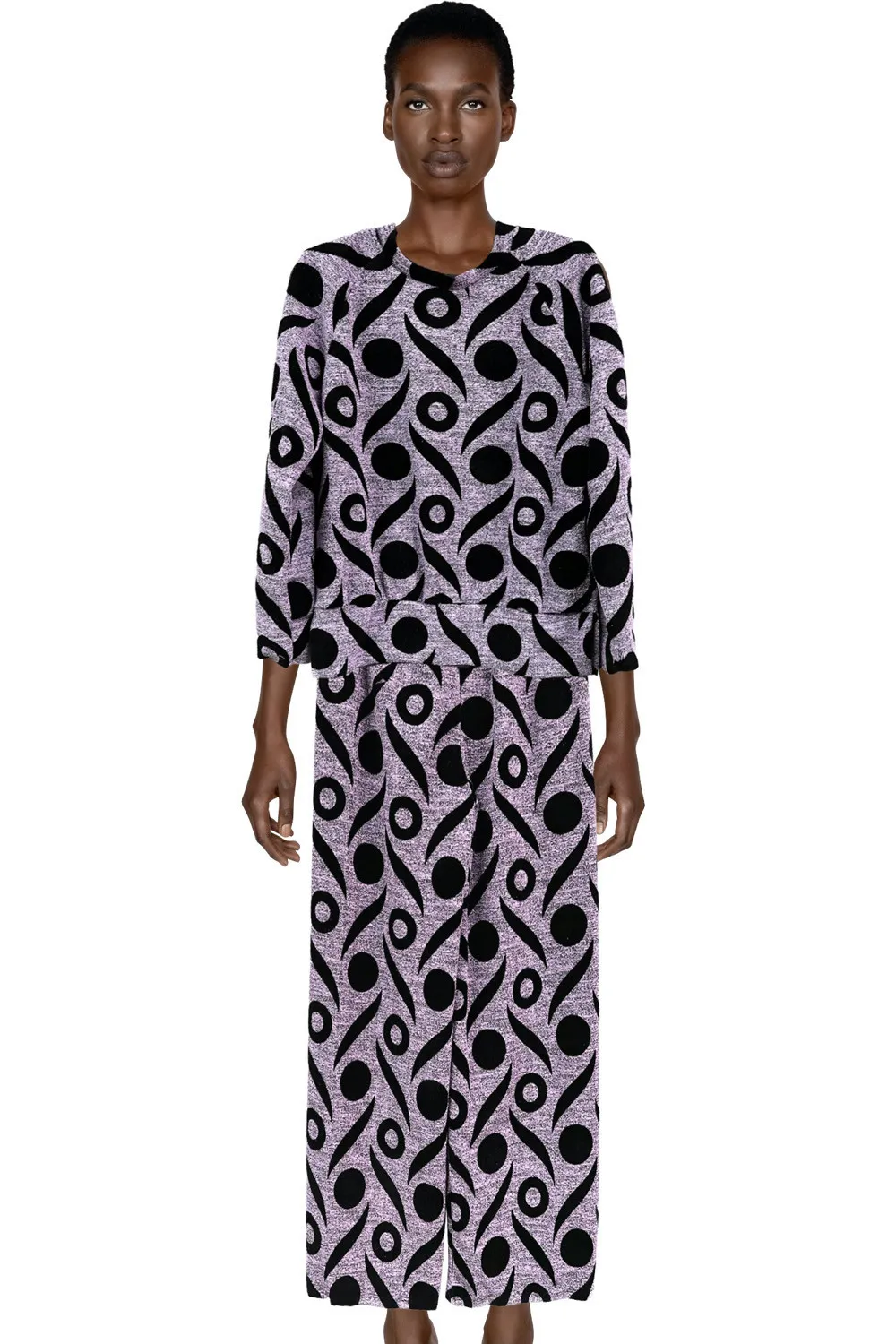 Jersey rosa con estampado negro