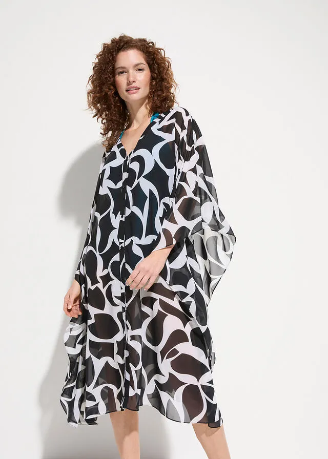 KIMONO DE GASA PARA LA PLAYA NEGROBLANCO