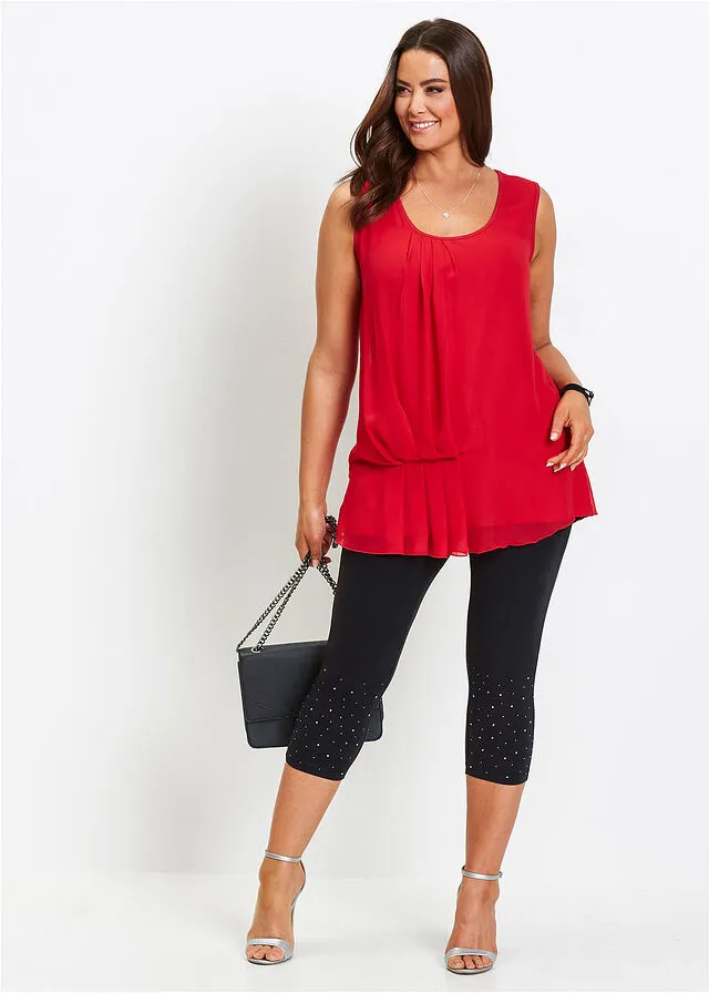 LEGGINGS CAPRI CON PIEDRAS BRILLANTES NEGROPLATEADO