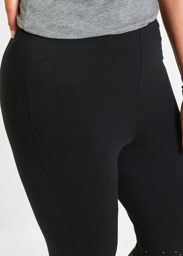 LEGGINGS CAPRI CON PIEDRAS BRILLANTES NEGROPLATEADO