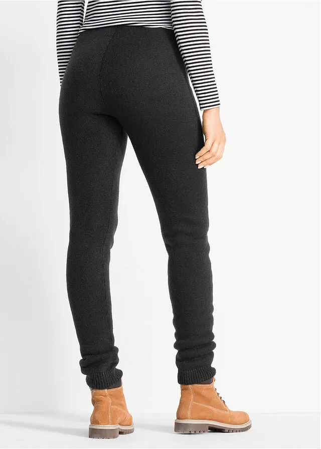 Leggings térmicos con cintura de canalé Negro