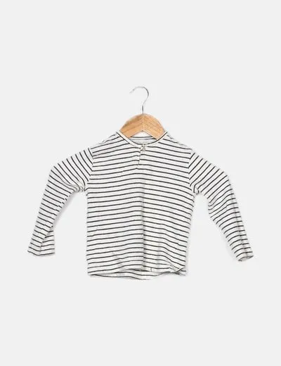 Mango Camiseta blanca estampado rayas