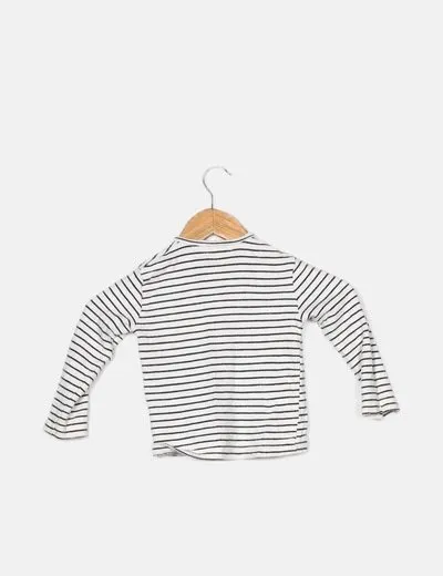 Mango Camiseta blanca estampado rayas