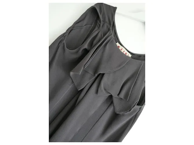 Marni Top gris de crepé de seda drapeado 