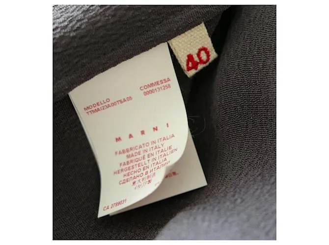 Marni Top gris de crepé de seda drapeado 