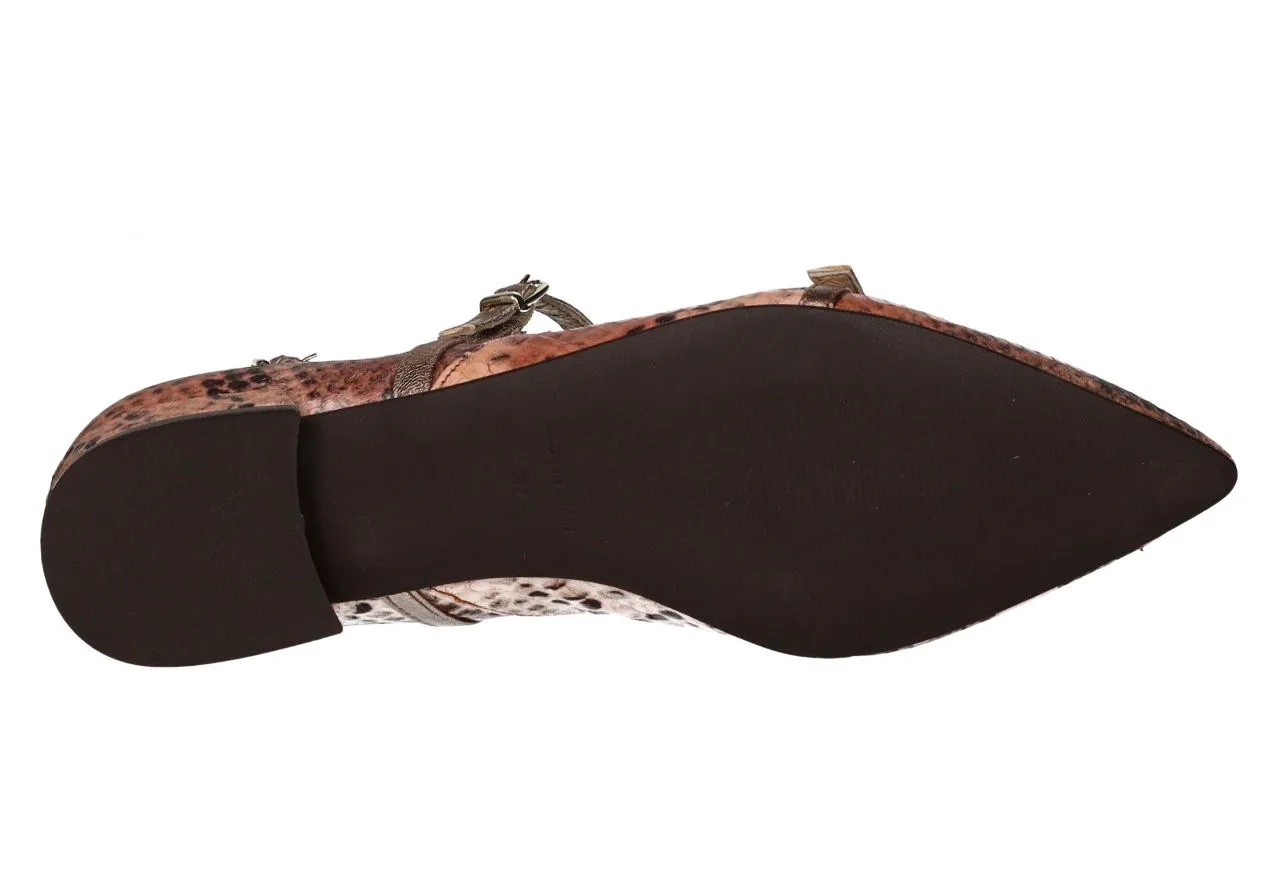 Mercedes Piel Serpi Rosa/marron Tres Correas