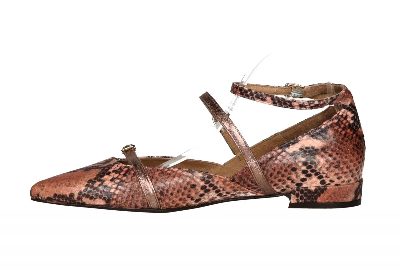 Mercedes Piel Serpi Rosa/marron Tres Correas