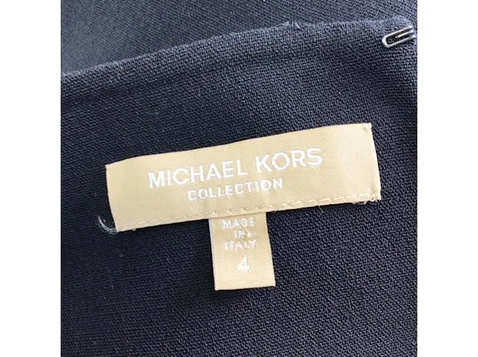 Michael Kors Collection Vestido negro de crepé de lana con mangas acampanadas 