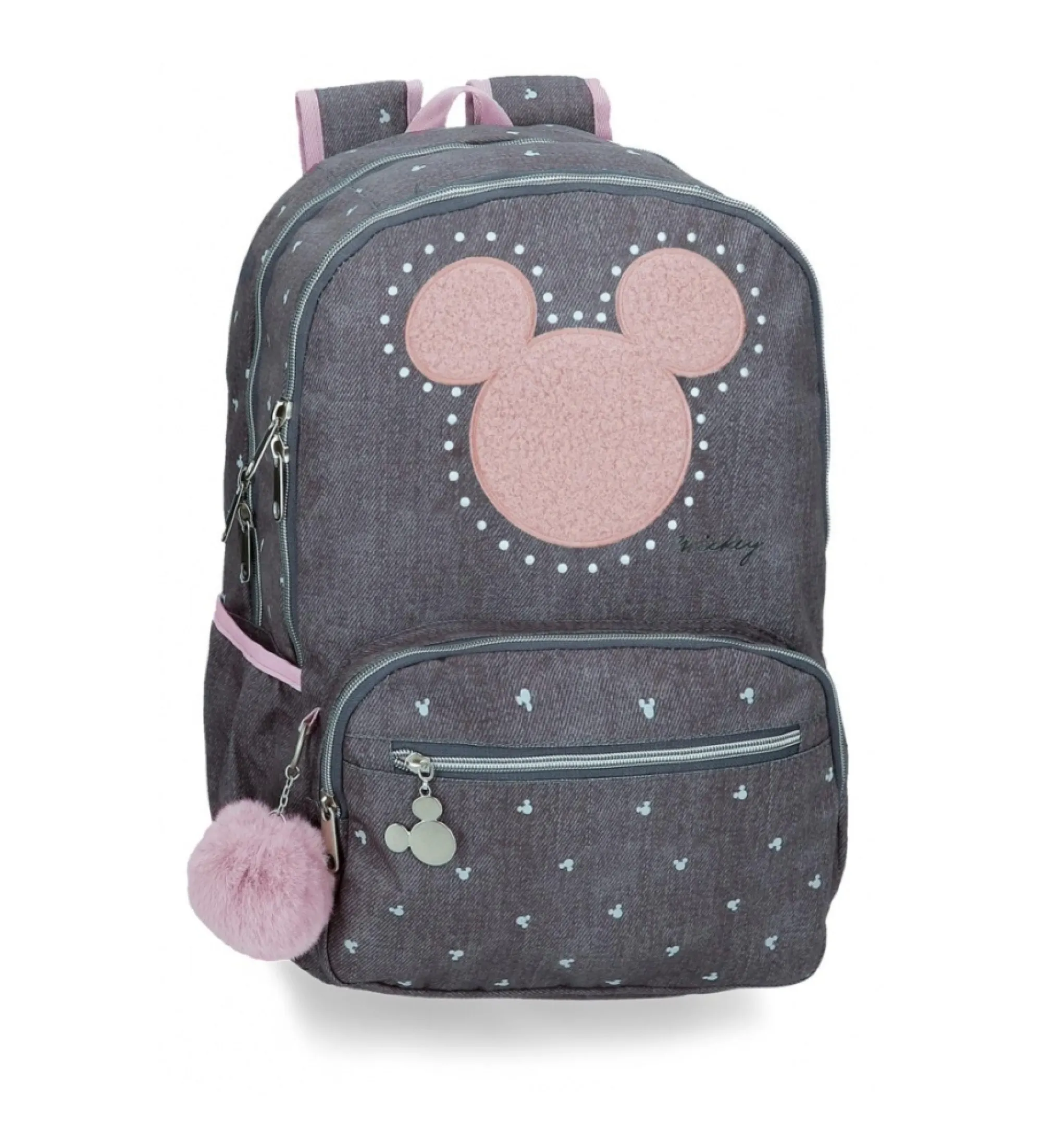 Mochila escolar Mickey studs doble compartimento antracita