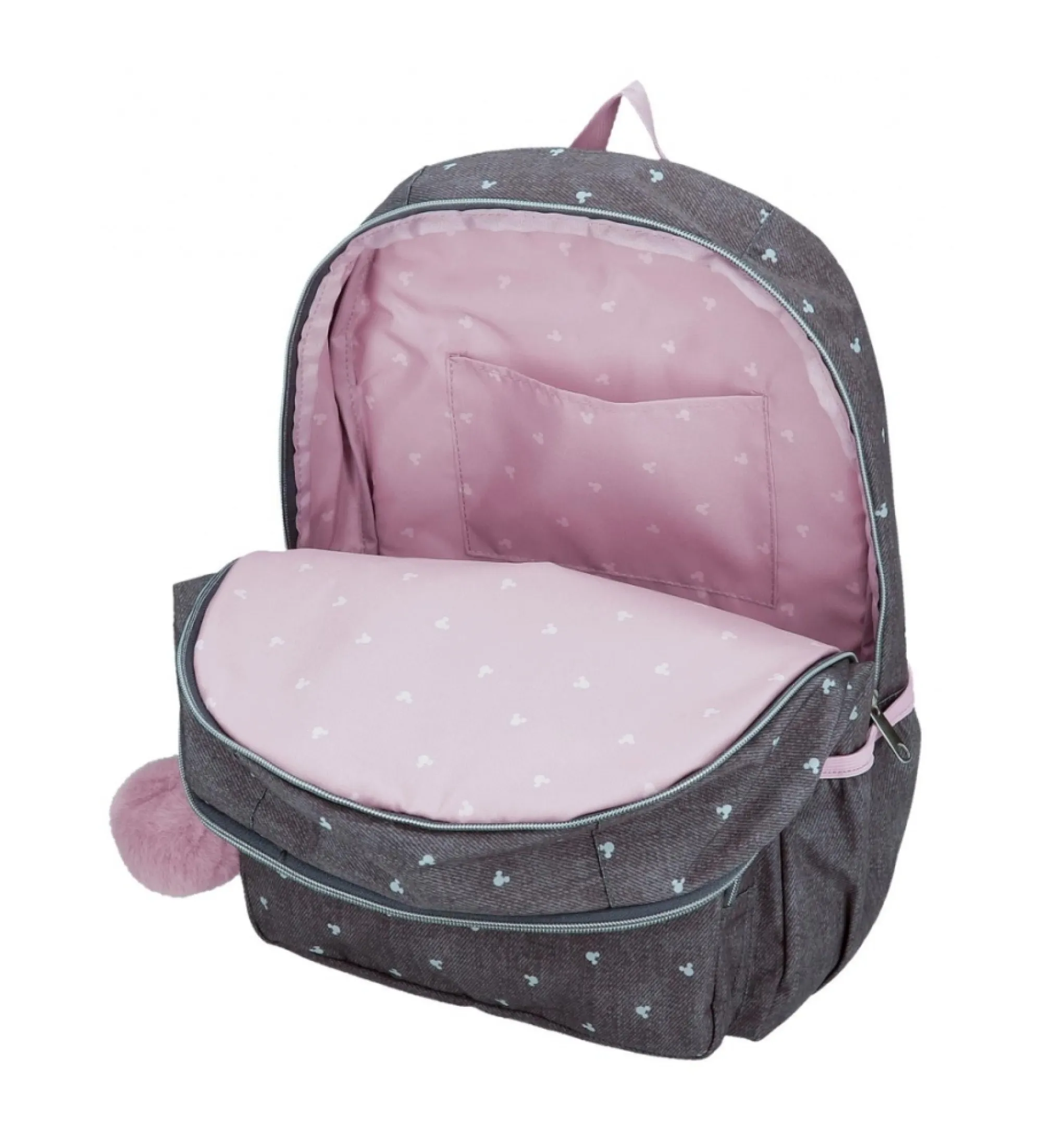 Mochila escolar Mickey studs doble compartimento antracita