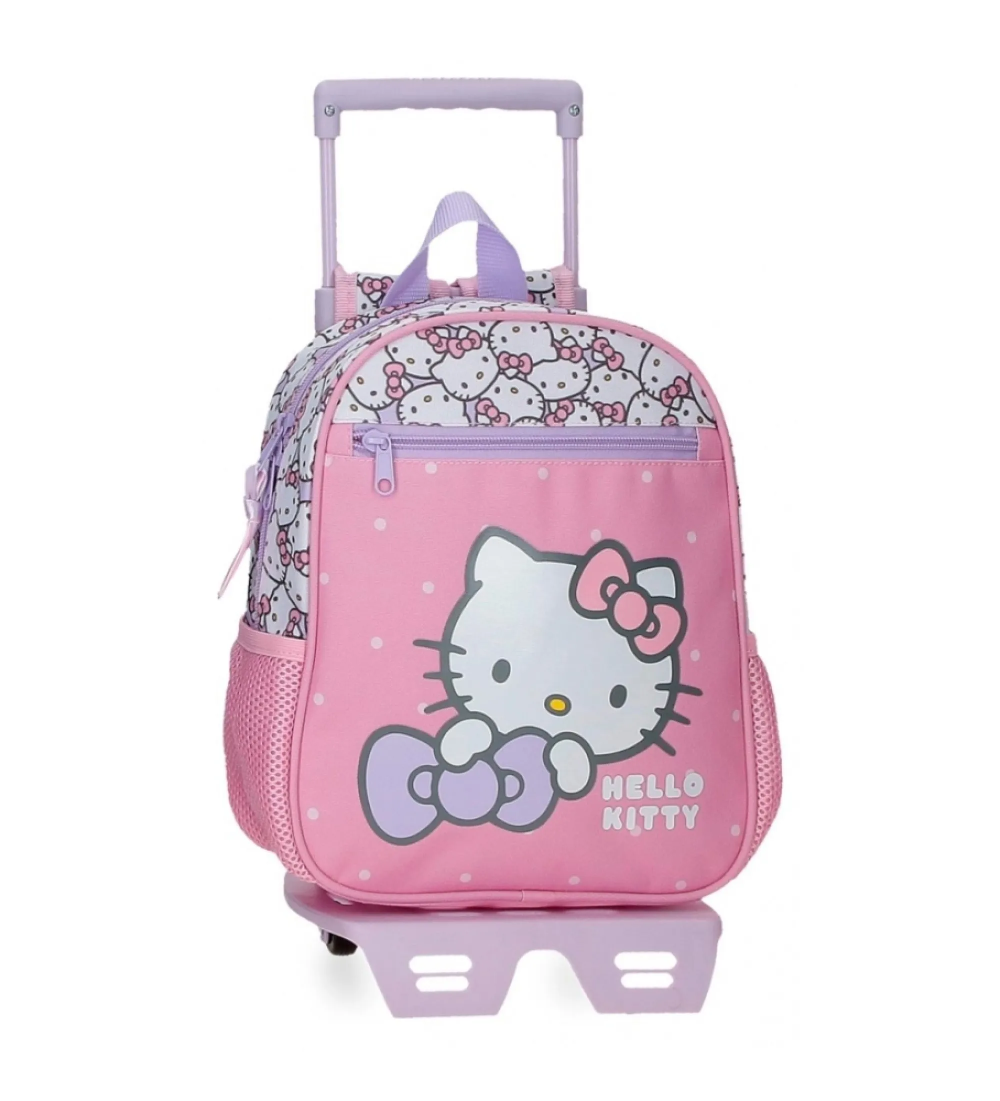 Mochila preescolar Hello Kitty My favourite bow  28 cm con carro rosa