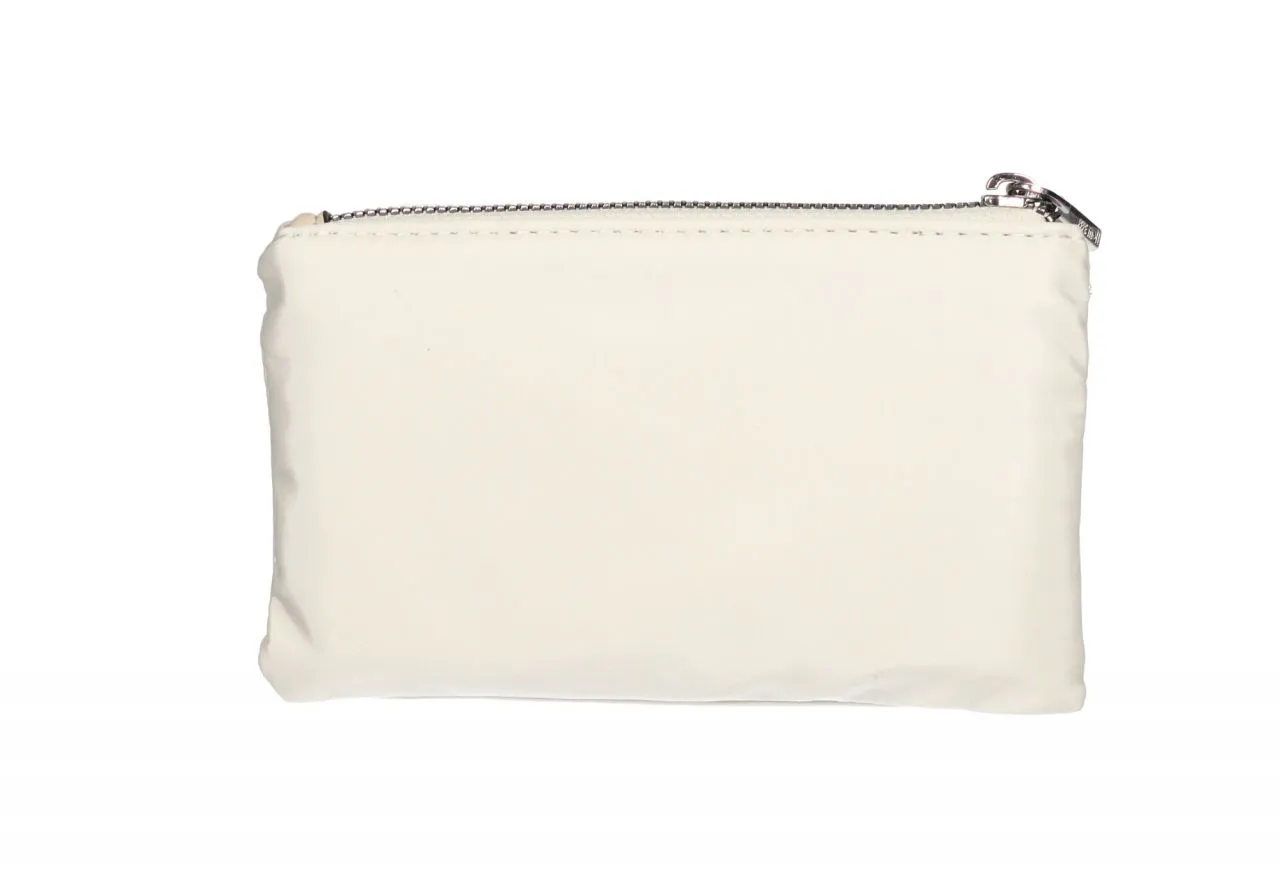 Monedero Nilon Beige Doble Compartimento Cremallera