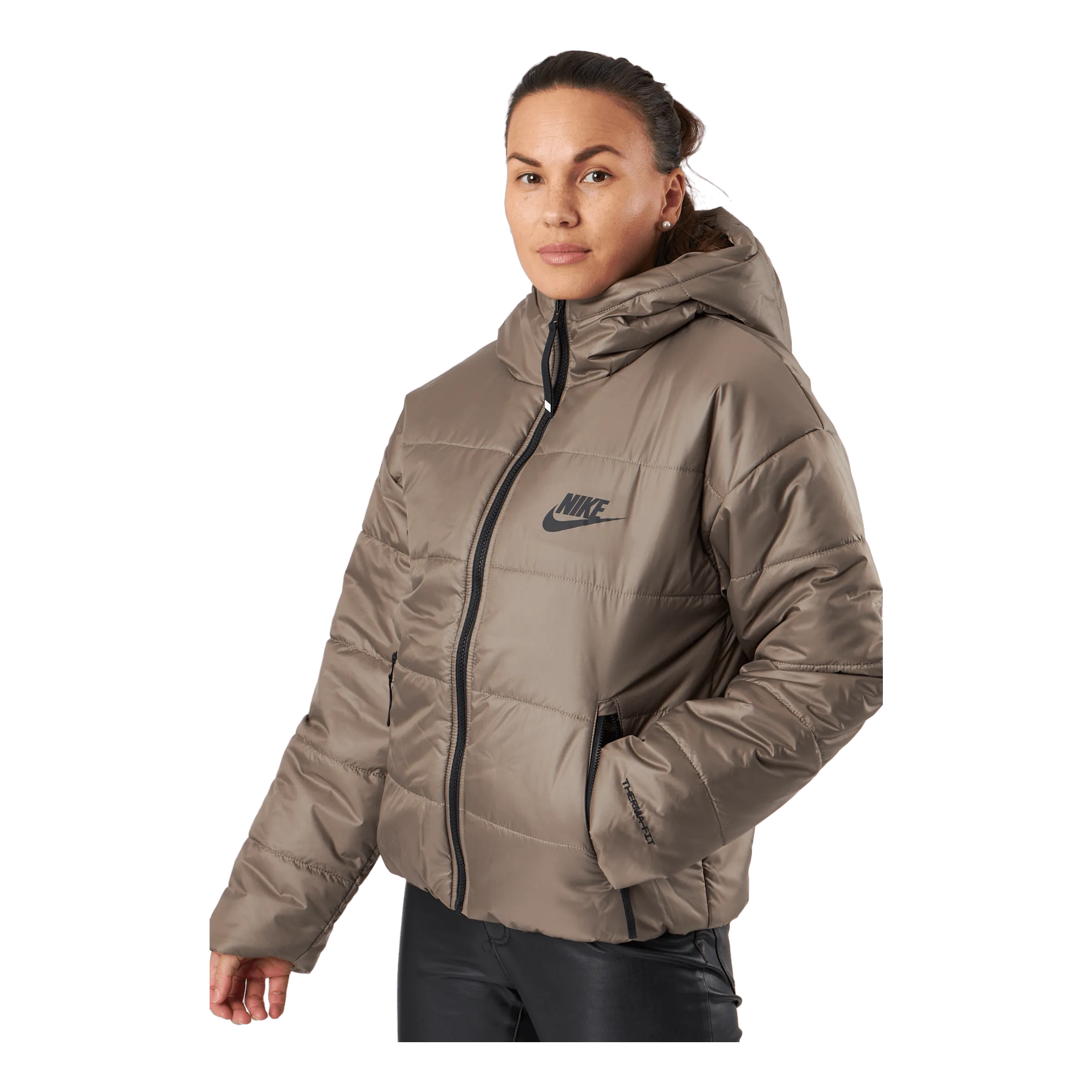 Nike W Nsw Syn Tf Rpl Hd Jkt Olive Grey/black/black