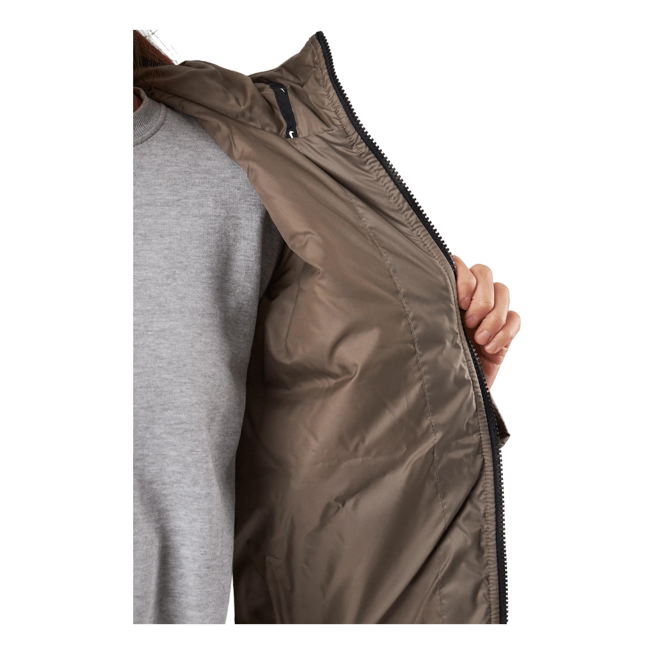 Nike W Nsw Syn Tf Rpl Hd Jkt Olive Grey/black/black